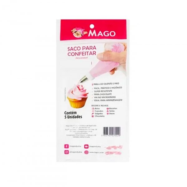 Saco De Confeitar Descartável Gigante 5 Unidades- Mago