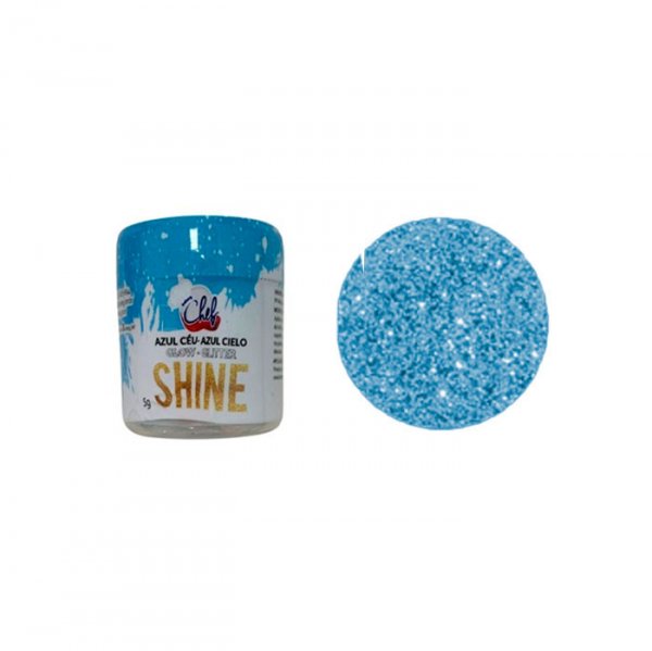 Glitter Glow Azul Céu 5Gr Shine - Iceber Chef