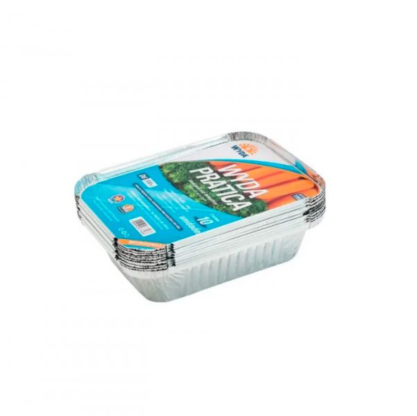 Marmita Alumínio Retangular D5 1,15L C/10 Un - Wyda