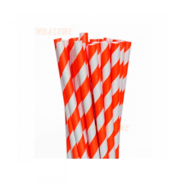 Canudo De Papel Listrado Vermelho 20 Unidades - Silver Festas