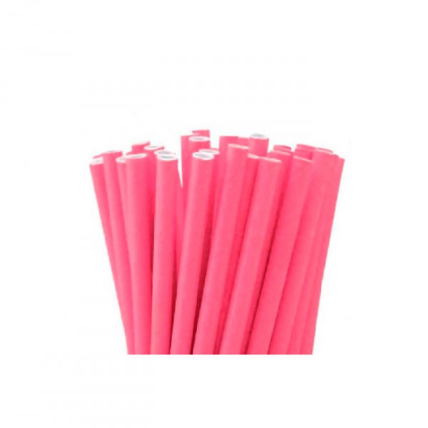 Canudo De Papel Liso Rosa 20 Unidades - Silver Festas