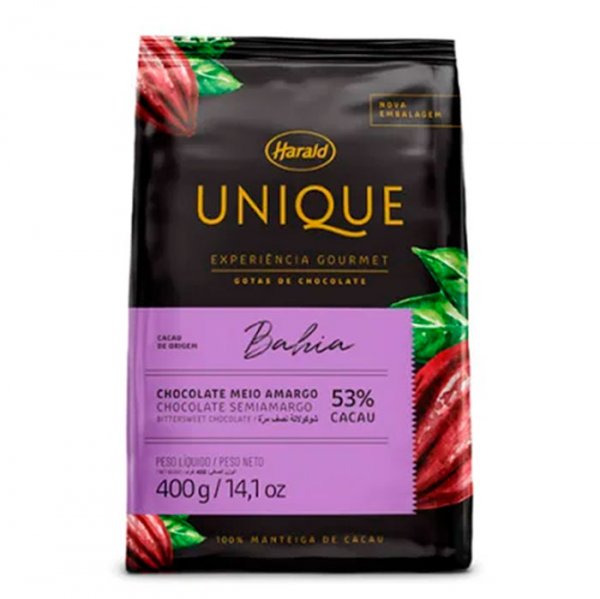 Gotas de Chocolate Meio Amargo 53% Brasil Unique 400g - Harald