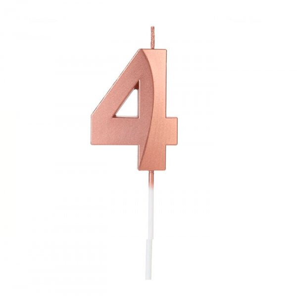 Vela Design Rose Gold Número 4- Silver Festas