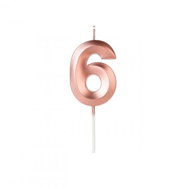 Vela Design Rose Gold Número 6 - Silver Festas
