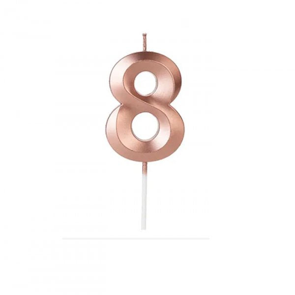 Vela Design Rose Gold Número 8 - Silver Festas