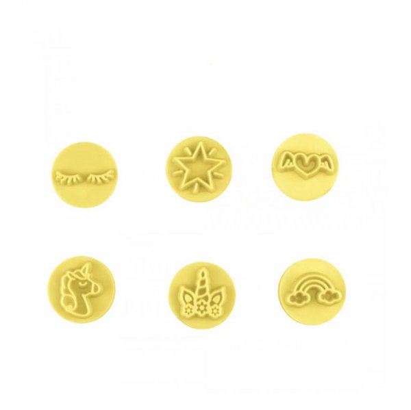 Kit Carimbos Unicórnio Amarelo - 2cm - 7 Peças - Blue Star