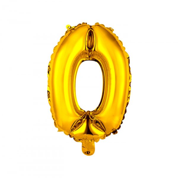 Balão Metalizado Número Ouro "0" 16 - 40Cm - Mundo Bizarro