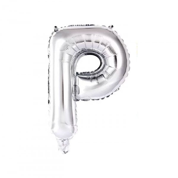 Balão Metalizado Letra Prata "P" 16 - 40Cm - Mundo Bizarro