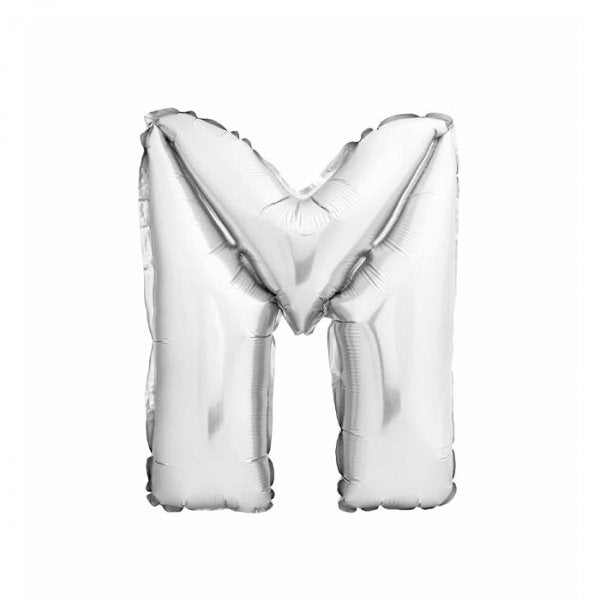 Balão Metalizado Letra Prata "M" 16 - 40Cm - Mundo Bizarro