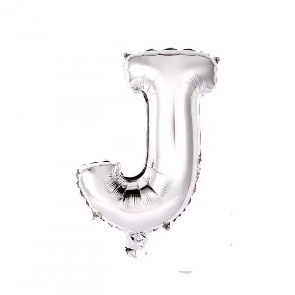 Balão Metalizado Letra Prata "J" 16 - 40Cm - Mundo Bizarro