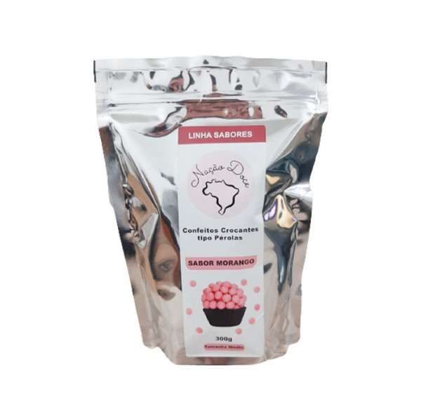 Confeitos Médio De Cereais Pérolas Sabor De Morango 300G - Nação Doce