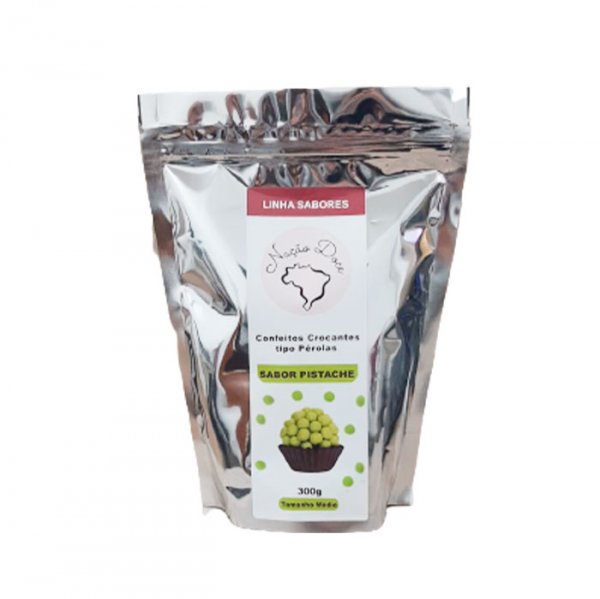 Confeitos Médio De Cereais Pérolas Pistache 300G - Nação Doce