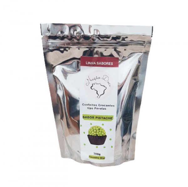 Confeitos Crocante Mini Pérola Sabor Pistache 300G - Nação Doce
