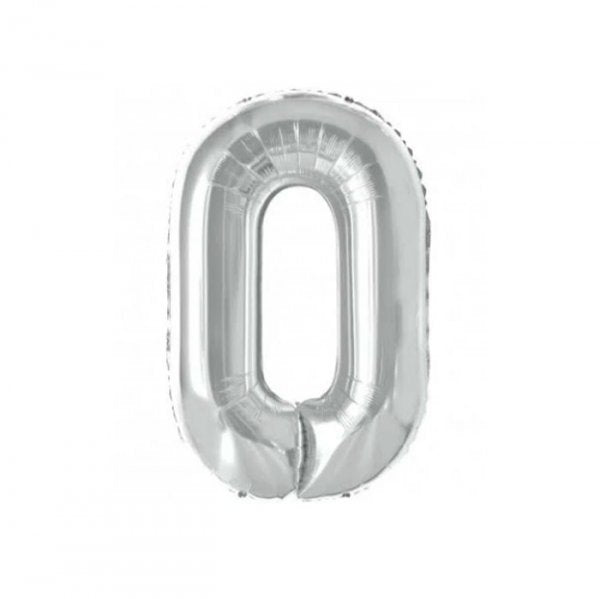Balão Metalizado Prata 16' N°0 - Mundo Bizarro