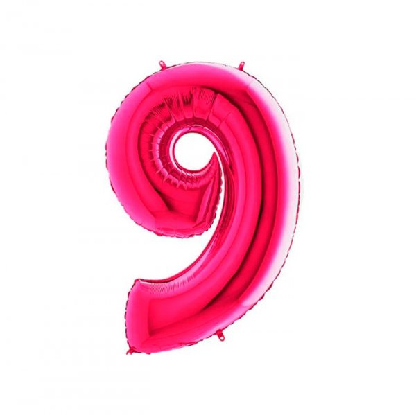 Balão Metalizado 'N°9' Pink - Tam.14'' - Mega Toon