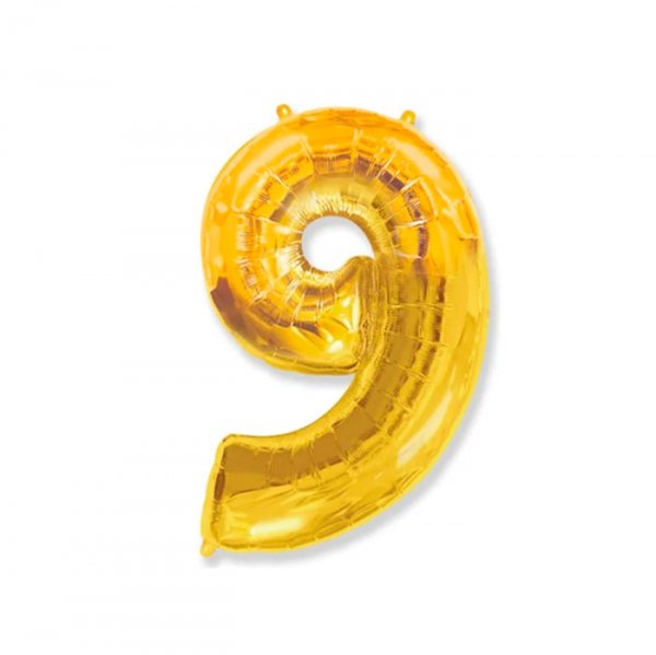 Balão Metalizado 'N°9' Ouro - Tam.14'' - Grabo