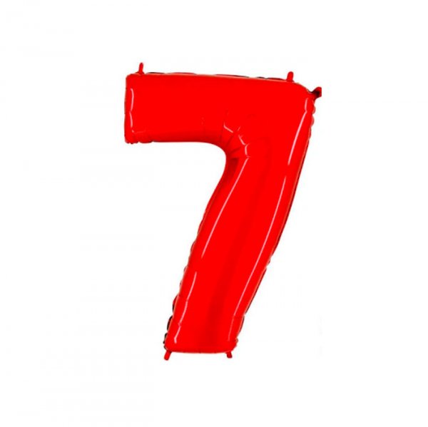 Balão Metalizado 'N°7' Vermelho - Tam.14'' - Mega Toon