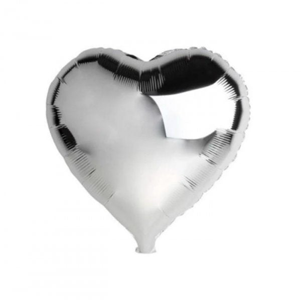 Balão Metalizado Coração 18' Prata - Mundo Bizarro