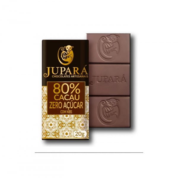 Chocolate Artes 80% Zero Açúcar / Nibs - Barra 20g - Jupará