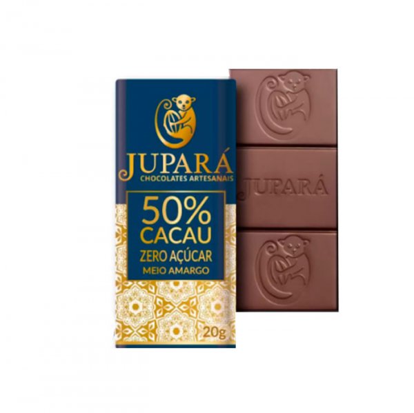 Chocolate 50% Cacau Zero Açúcar - Barra 20g - Jupará