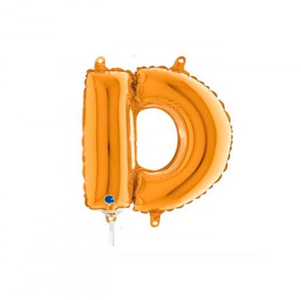 Balão Metalizado Letra 'D' Dourado - Tam.14" - Grabo