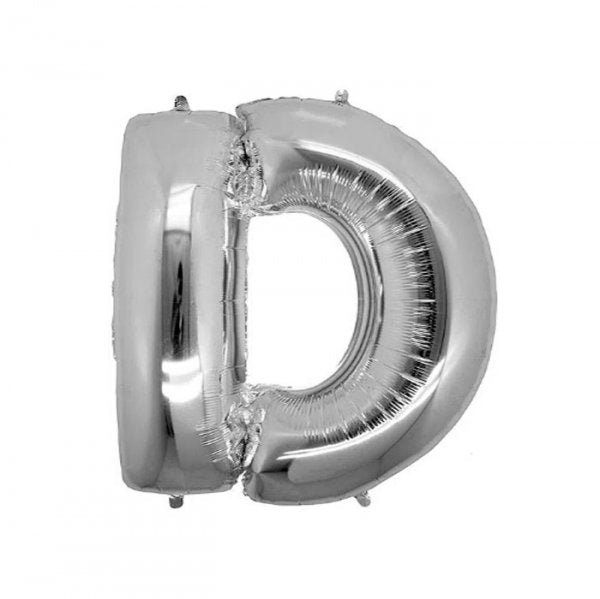 Balão Metalizado Letra 'D' Prata - Tam.14" - Megatoon