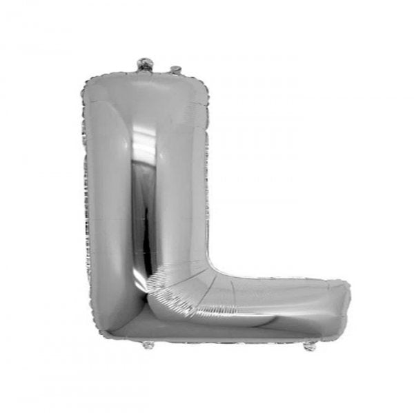 Balão Metalizado Letra 'L' Prata - Tam.14"- Megatoon