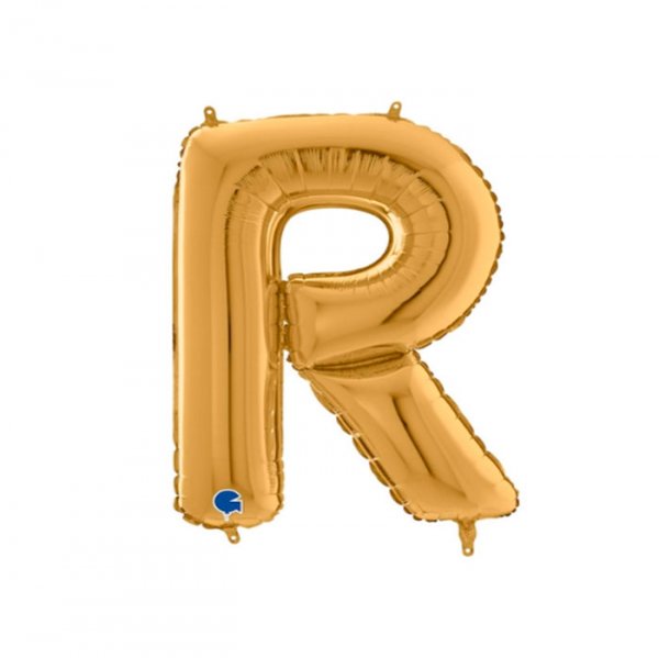 Balão Metalizado Letra 'R' Dourado - Tam.14" - Grabo