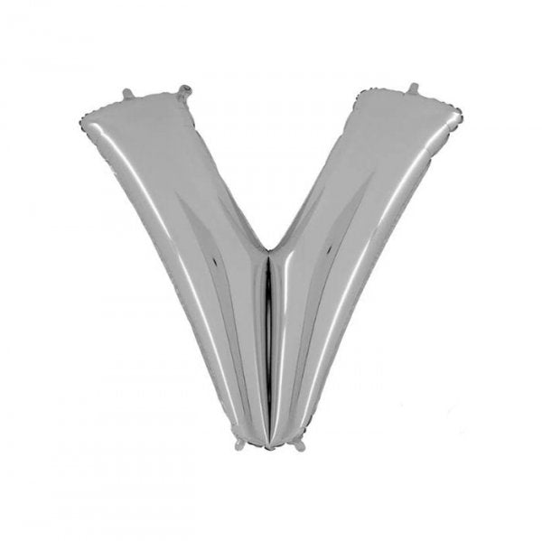 Balão Metalizado Letra 'V' Prata - Tam.14" - Megatoon