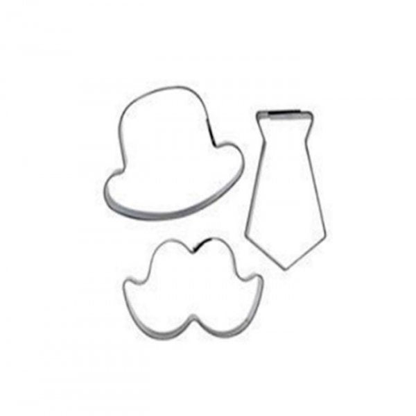 Kit Cortador Inox Pai 1 M (Bigode/Gravata/Chapéu) - R.R. Oliveira