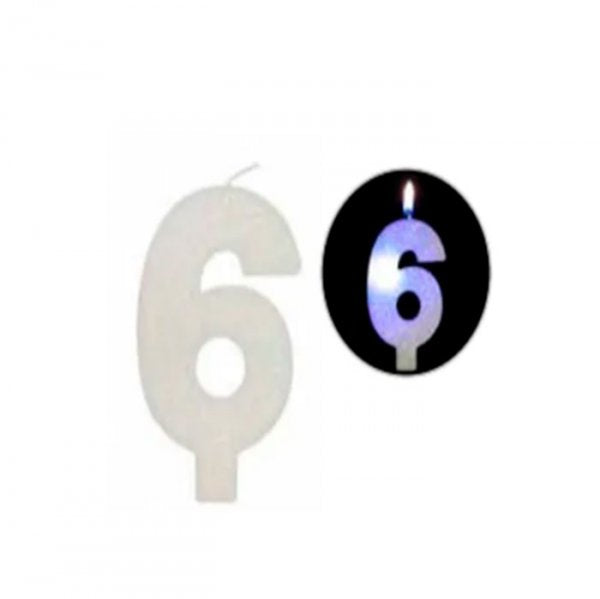 Vela Led Branca N°6 - Silver Festas