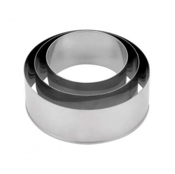 Aro Redondo Inox P/ Bolo (3Pcs) - Confeitudo