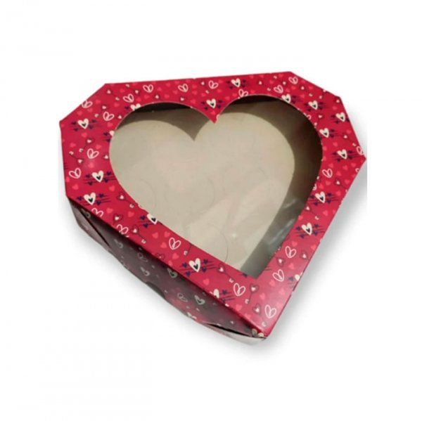Caixa Coracao C/Visor Vermelho - Ideia Embalagens