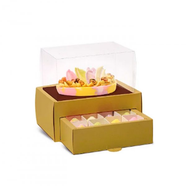 Caixa Meio Ovo C/Gaveta Dourada 250G - Cromus