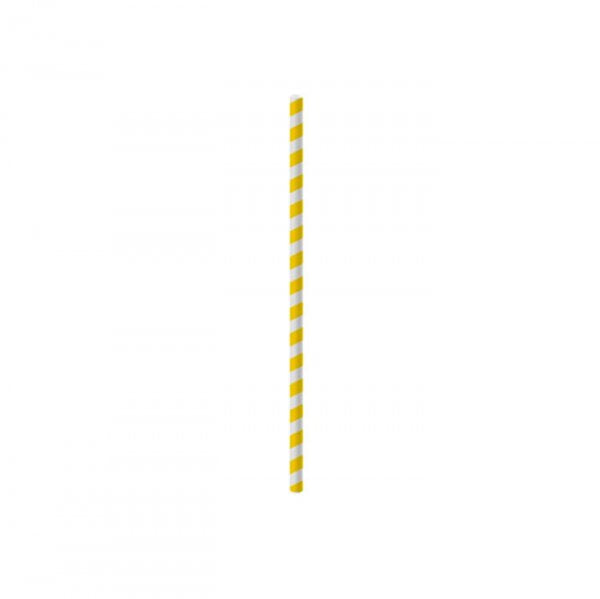 Canudo Papel Listras Amarelo (20Un) - Cromus