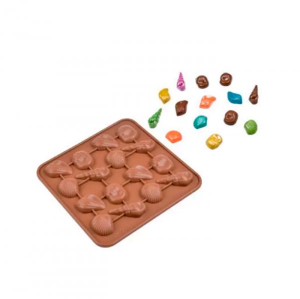 Molde Em Silicone P/Chocolate Conchas Sortidas (9Ft140) - Silver Plastic