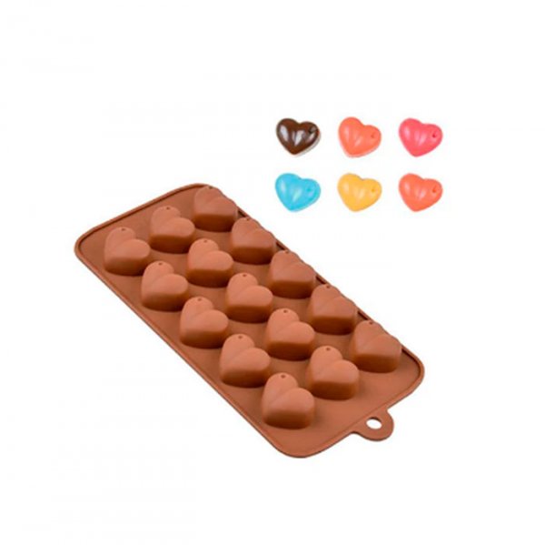 Molde Em Silicone P/Chocolate Coração Furado (Ft141) - Silver Plastic