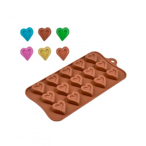 Molde Em Silicone P/Chocolate Dois Corações (Ft152) - Silver Plastic