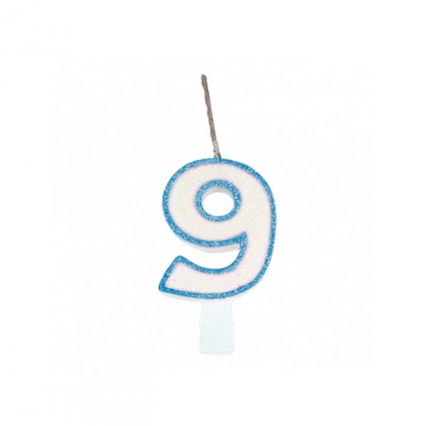 Vela Glitter Azul N°9 - Festcolor