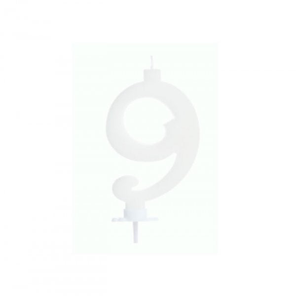Vela Grande Branco N°9 - Silver Festas