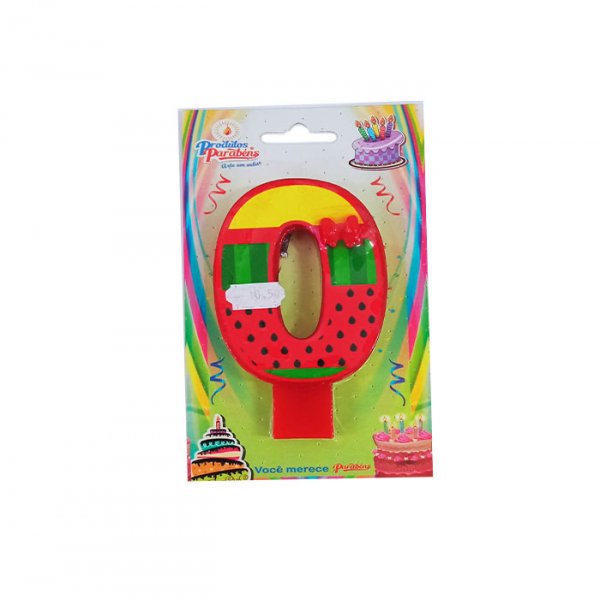 Vela Numerada Melancia N°0 - Produtos Parabéns