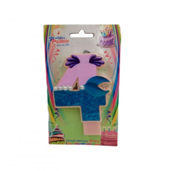 Vela Numerada Sereia N°4 - Produtos Parabens