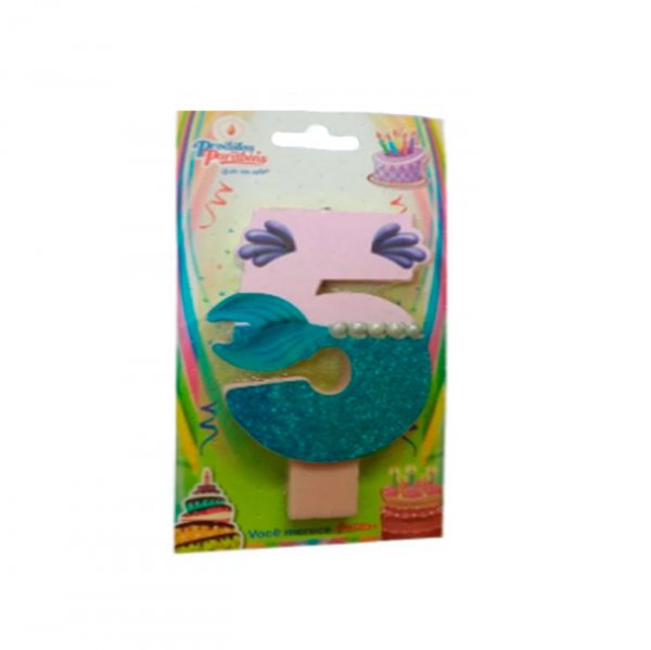 Vela Numerada Sereia N°5 - Produtos Parabens