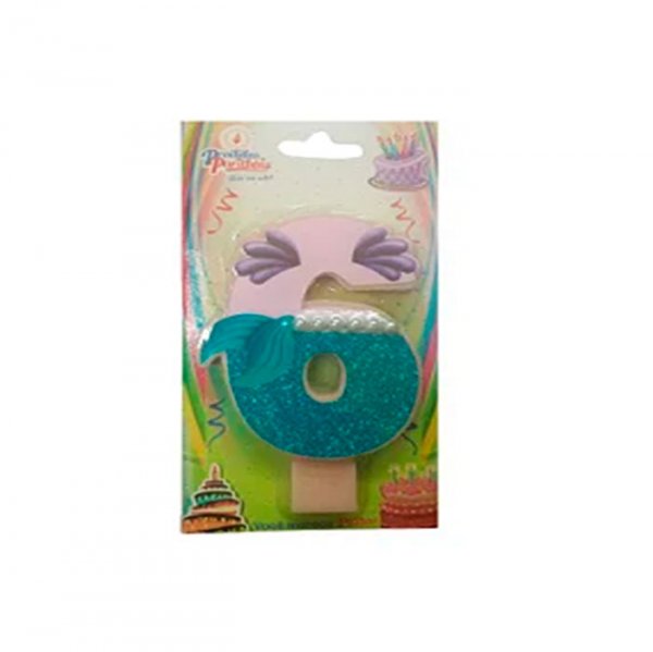 Vela Numerada Sereia N°6 - Produtos Parabens