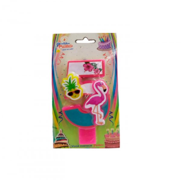 Vela De Aniversario Festa Tropical N°5 - Produtos Parabéns