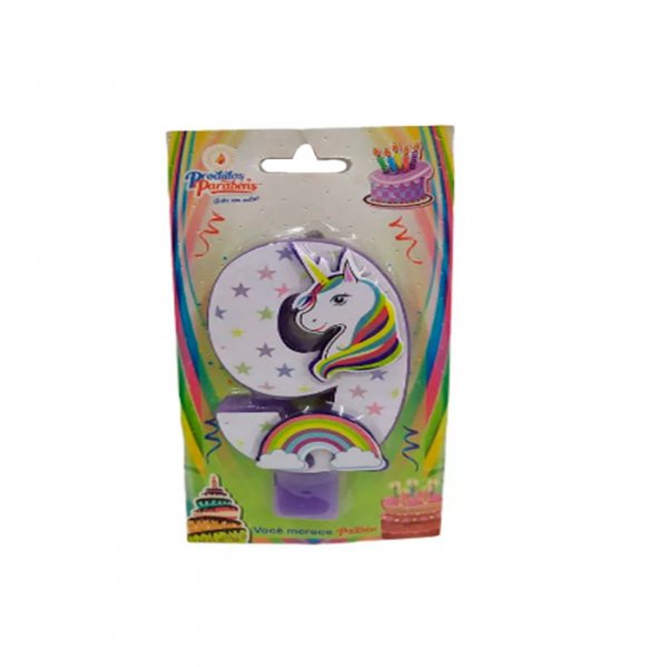 Vela De Aniversario Unicornio N°9 - Produtos Parabéns