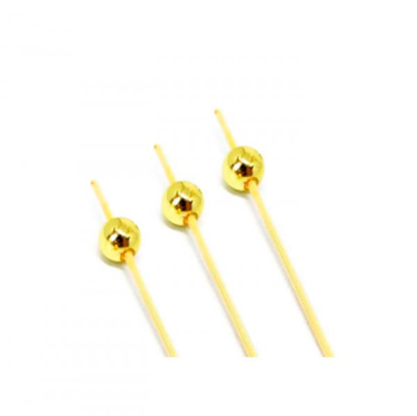 Palito Em Bambu P/Petisco Com Bolinha Dourada (20Un) 12Cm - Silver Festas