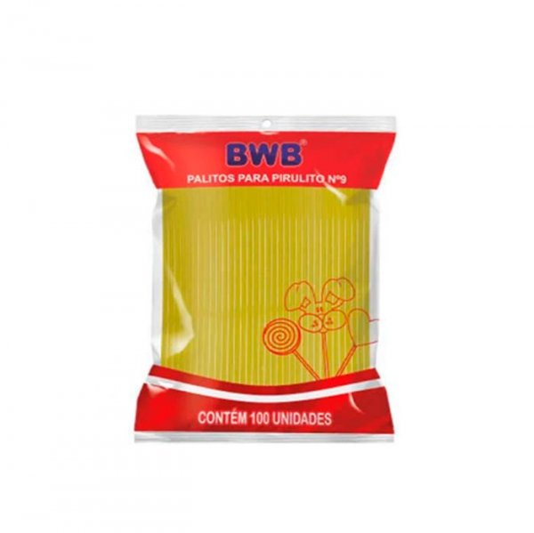 Palito Amarelo Para Pirulito Solido Neon (100Un) - Medio - Bwb Formas