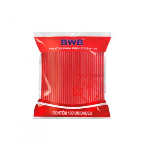 Palito Vermelho Para Pirulito Solido Neon (100Un) - Medio - Bwb Formas
