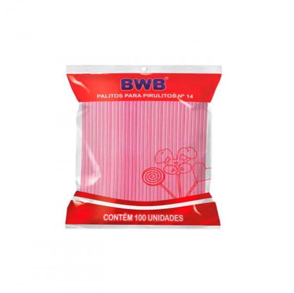 Palito Rosa Para Pirulito Solido Transparente (100Un) - Pequeno - Bwb Formas